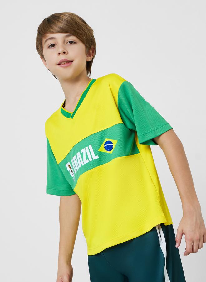 Styli Teen Boys FIFA Theme Brazil Print Jersey T-Shirt - Image 1
