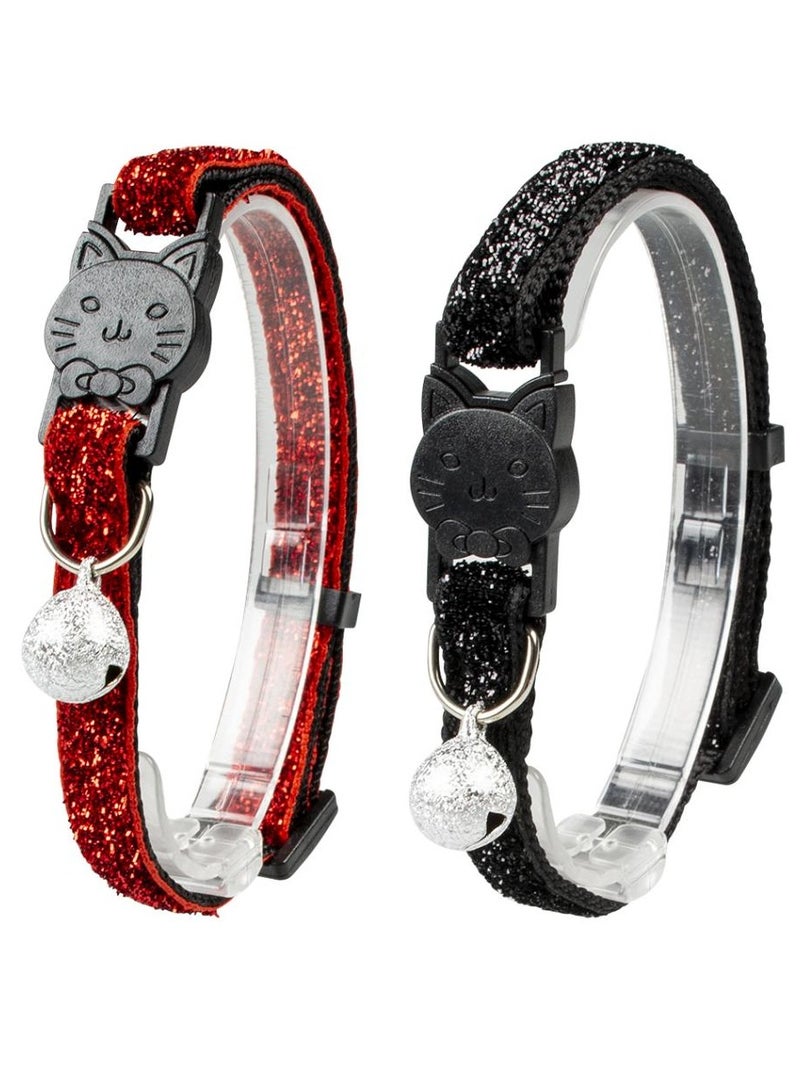 Adjustable Nylon Cat Collar Glitter 2 Multicolor 20-30cm/10Mm