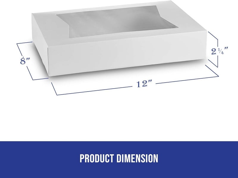 MT Products White Chocolate Covered Strawberry Boxes - 12" x 8" x 2.25" (Pack of 25) Auto Pop-Up Bakery Boxes with Window - Made in USA - Image 2