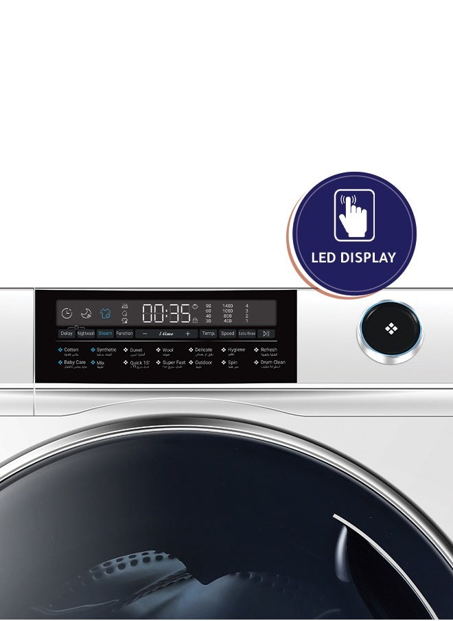 Arrow - 15KG Front Loading Automatic Washing Machine, 15KG Washing Capacity, White Color, 14 Programs, 1400rpm Max Spin Speed, 140° Door Open Angle, Big Glass Door 52.5 CM | Model Name: RO-15FWHS - Image 1