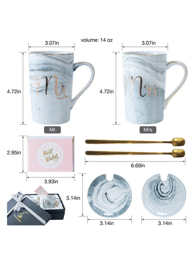 Jumway Jumway Mr and Mrs Coffee Mugs - Wedding Gifts - Mr and Mrs Mugs Set - for Bride and Groom - Gifts for Bridal Shower Engagement Wedding and Married Couples Anniversary - 14 Oz Grey  - Image 2