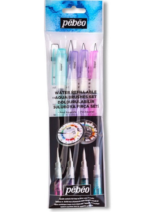 Pebeo Waterbrush Water Chamber Brush Set 4 Sizes  - Image 1
