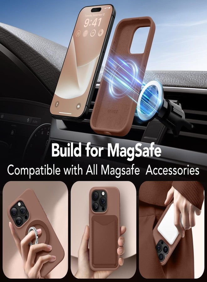 غونيز جراب GONEZ المغناطيسي لهاتف iPhone 16 Pro، متوافق مع MagSafe، [واقي شاشة + واقي عدسة الكاميرا]، جراب هاتف سيليكون مقاوم للصدمات ومضاد للخدش 6.3 بوصة، بني - Image 4