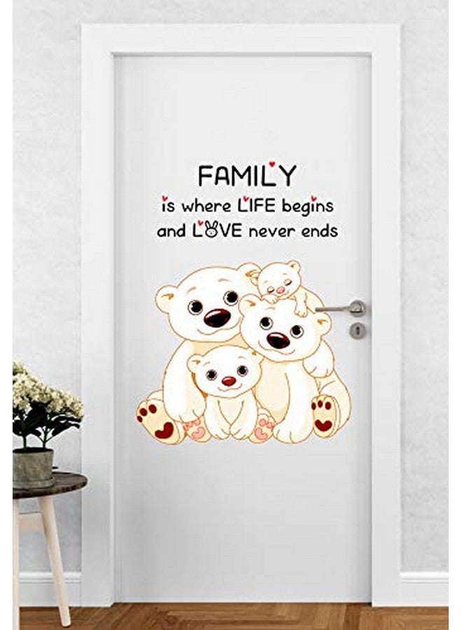DivineDesigns™ Vinyl Family Bears Door Sticker Ideal for Kids Room, Living Room, Bedroom, Office Bedroom, Nursery Decoration for Baby Boy, Girl Room Dcor (Multicolour, Standard) Pack of 1 - Image 1