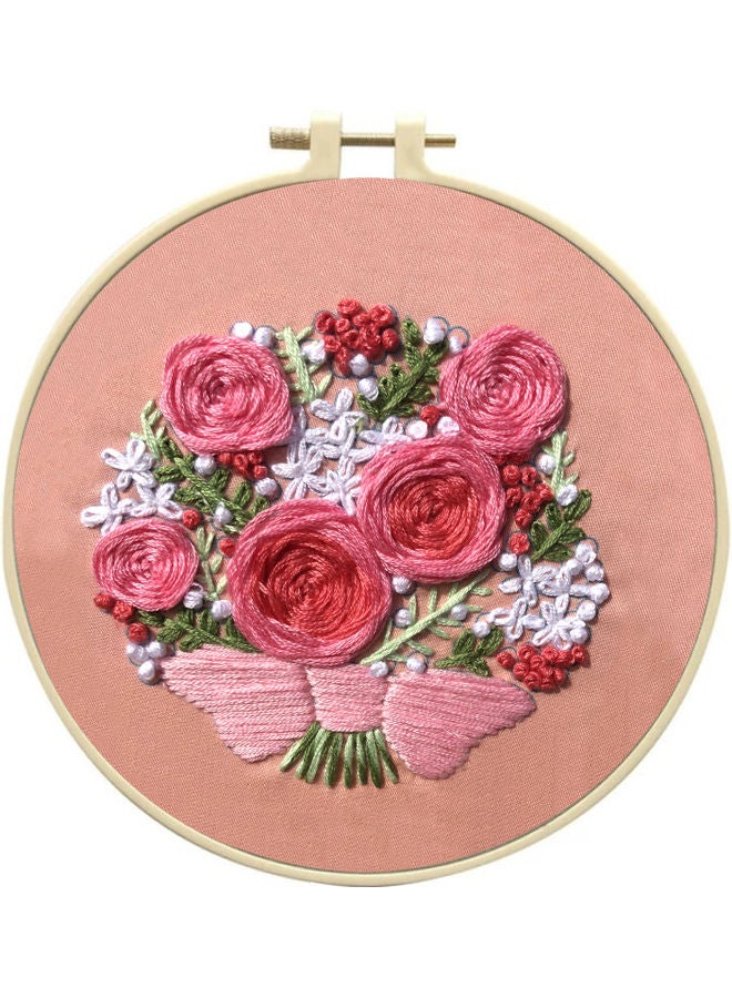 NIBEMINENT Floral Pattern Embroidery Kit for Beginners Multicolour