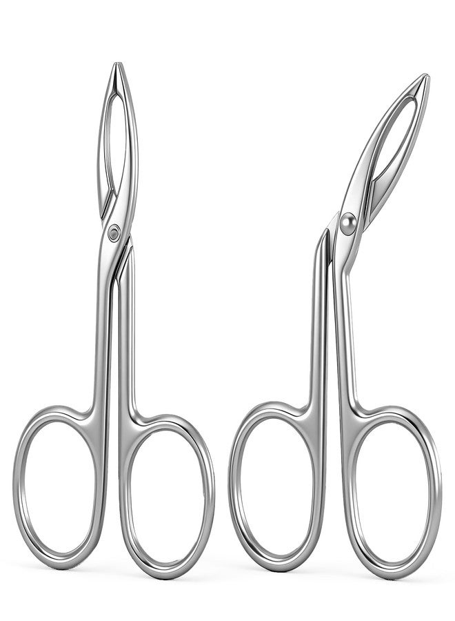 Alrhso 2Pcs Eyebrow Tweezers Scissor Precision Stainless Steel Flat Straight Tip Eyebrow Facial Remover for Hair Plucker Women and Men Facial Hair - Image 1