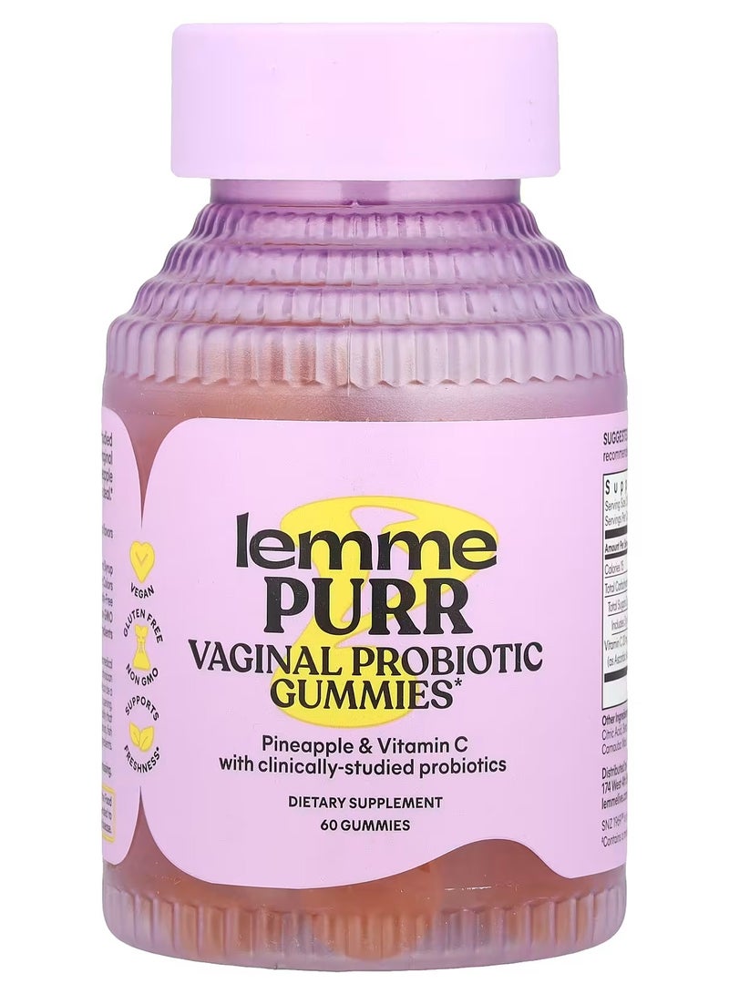Lemme Purr, Vaginal Probiotic Gummies, Pineapple, 60 Gummies - Image 1