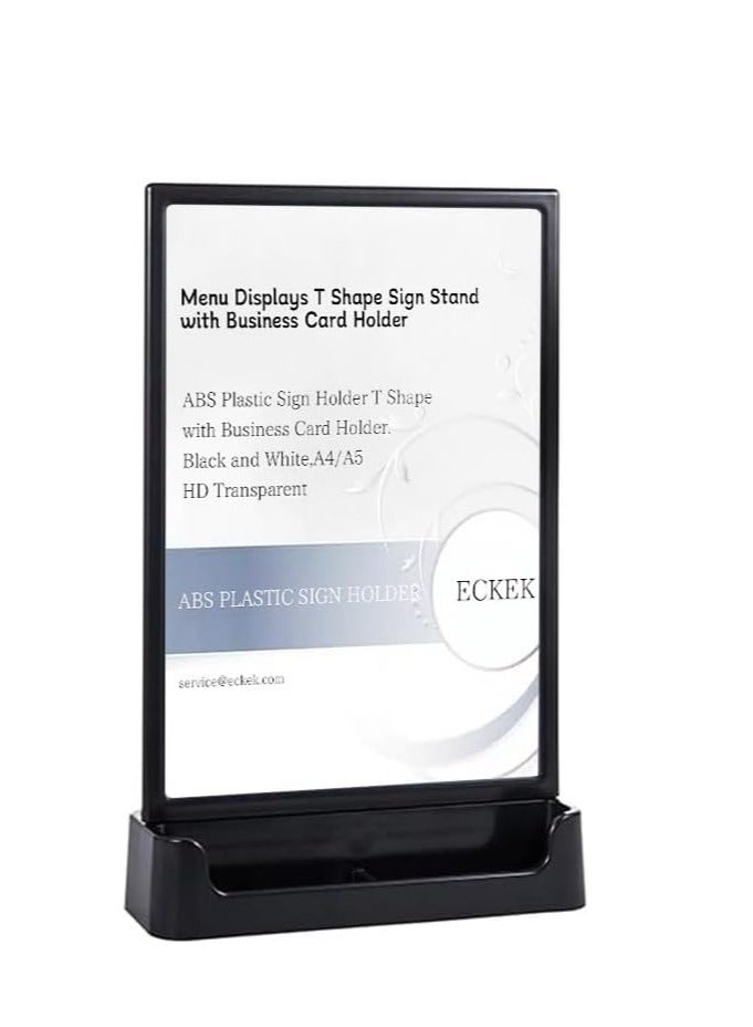 Eckek حامل لافتات من بلاستيك ABS من إيكك، حامل لافتات على شكل حرف T مع حامل بطاقة عمل، حامل عرض بلاستيكي للإعلانات، القوائم، الصور، الأعمال - Image 1