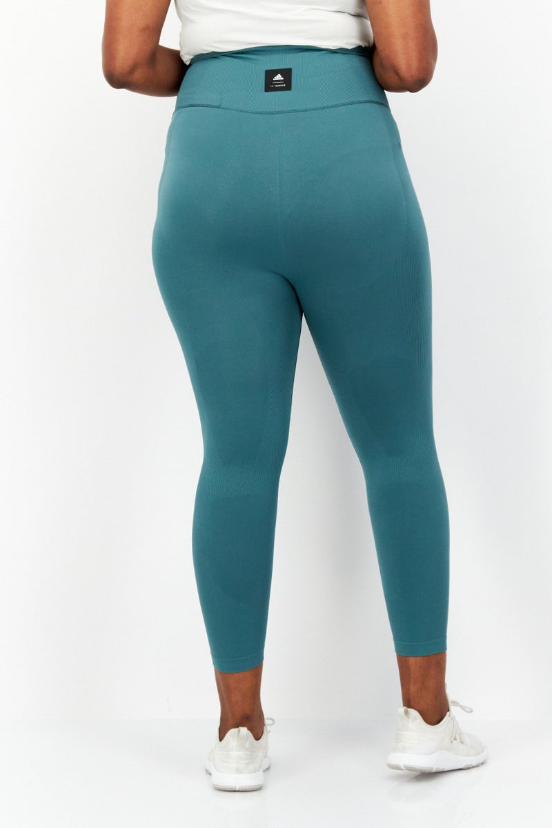 adidas Originals Women Plus Size Plain Leggings, Slate Green  - Image 3