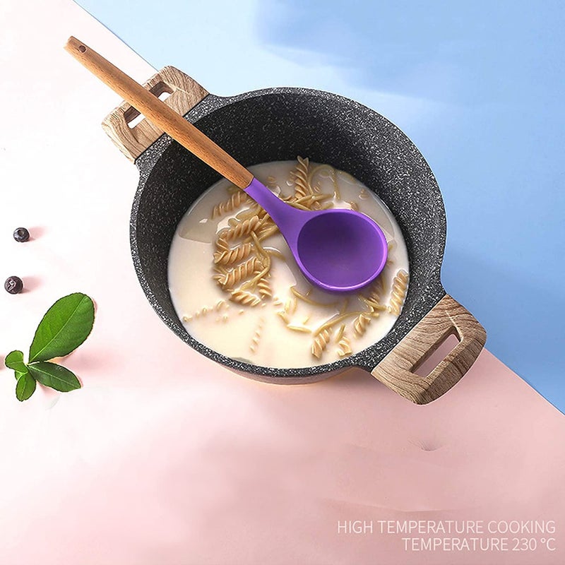 Whitecloud TRANSFORMING HOMES Whitecloud TRANSFORMING HOMES 12pcs Wooden Handle Silicone Cooking Spoon Set High Temperature Resistant Silicone Spatula Kitchen Utensils Purple  - Image 5