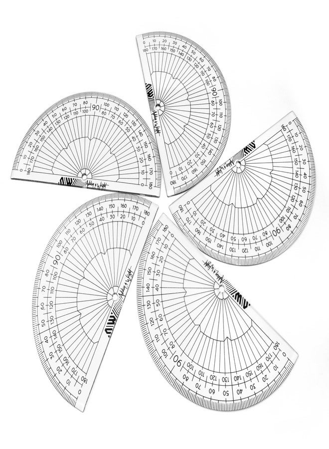 Ashton and Wright - 180 Degree Protractor - 10cm - Lightweight School Protractors - Pack of 5 (Clear) - Image 1