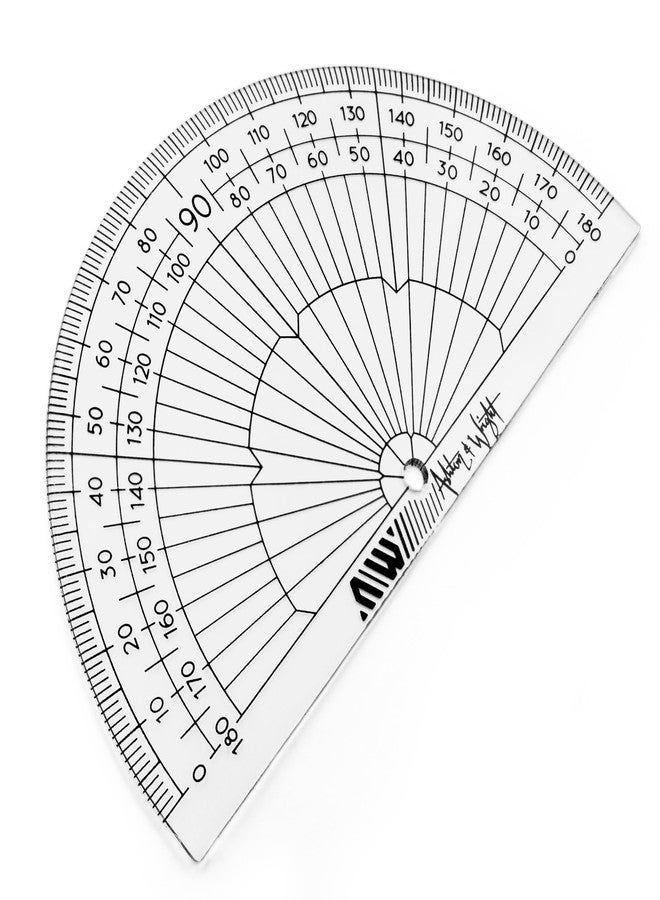 Ashton and Wright - 180 Degree Protractor - 10cm - Lightweight School Protractors - Pack of 5 (Clear) - Image 2