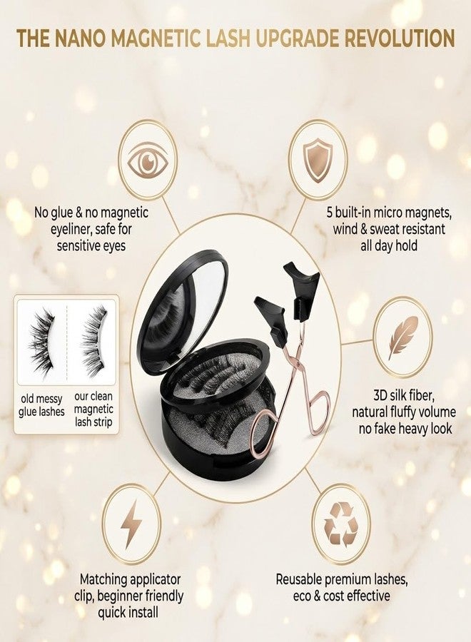 CURECURE Magnetic Eyelashes with Applicator - Natural Look False Lashes Kit, Reusable 3D Lightweight Wispy Fake Eyelashes for Beginners, No Glue Needed & Comfortable All-Day Wear, 4 Pairs Black - Image 5