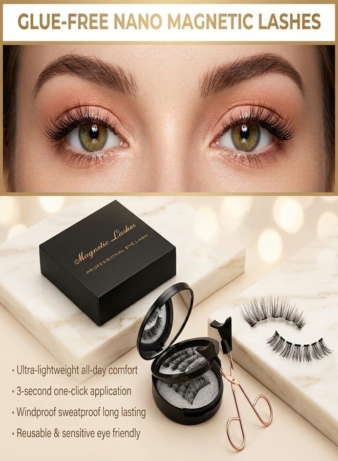 CURECURE Magnetic Eyelashes with Applicator - Natural Look False Lashes Kit, Reusable 3D Lightweight Wispy Fake Eyelashes for Beginners, No Glue Needed & Comfortable All-Day Wear, 4 Pairs Black - Image 4