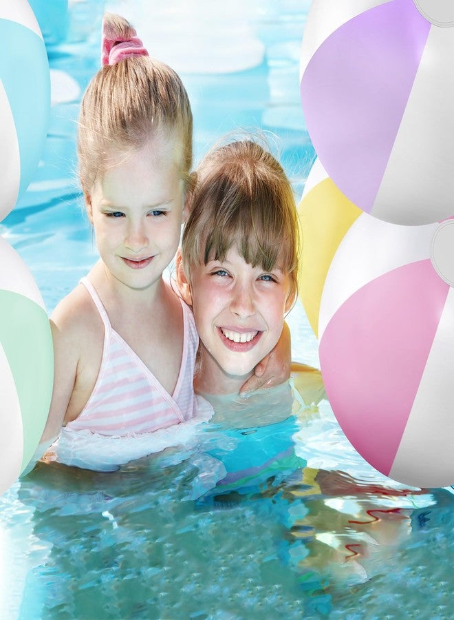 MiniInflat 12 Pcs 16 Inch Inflatable Beach Balls Bulk Jumbo Pastel Inflatable Decorated Ball with Macaron Color PVC Party Ornaments for Summer Birthday Party Decoration(Multicolor,Classic Style) - Image 5
