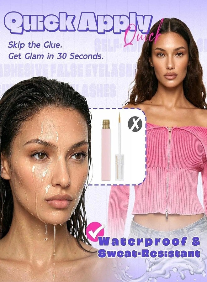 LZM Self Adhesive Eyelashes Preglued Glueless Half Eye Lashes 14mm A605 - Image 2