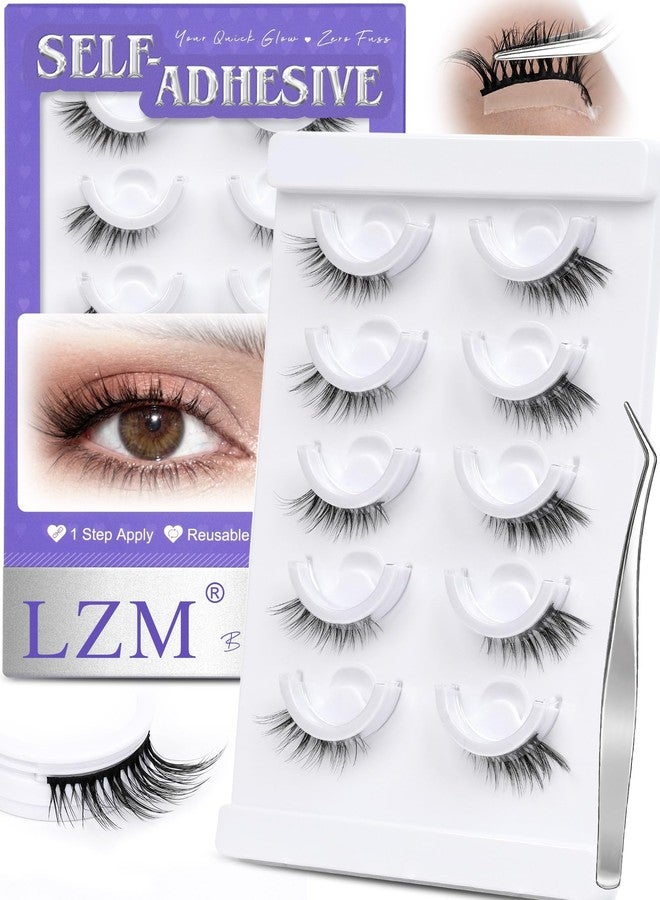 LZM Self Adhesive Eyelashes Preglued Glueless Half Eye Lashes 14mm A605 - Image 1