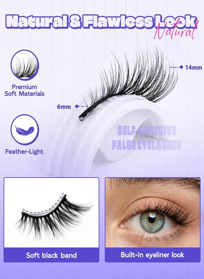 LZM Self Adhesive Eyelashes Preglued Glueless Half Eye Lashes 14mm A605 - Image 4