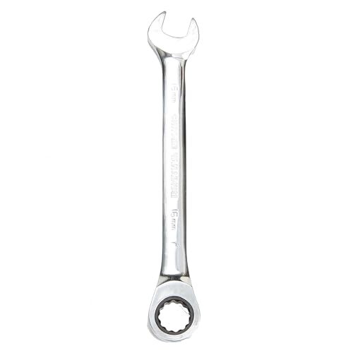 Taparia 16mm Gear Wrench Combination Spanner made of Chrome Vanadium Steel, Combination Ratchet Spanner, CrV Steel Mirror polish Finish, Anti Rust coating - Image 1