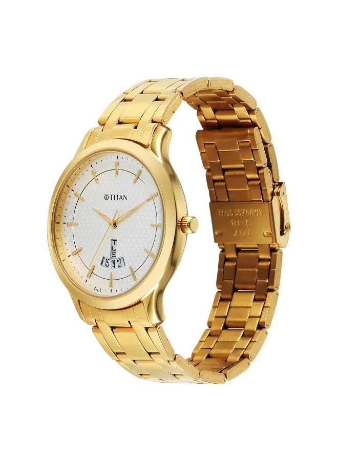 تيتان Men Analog Display Watch With Gold Stainless Steel Strap - 1825YM14