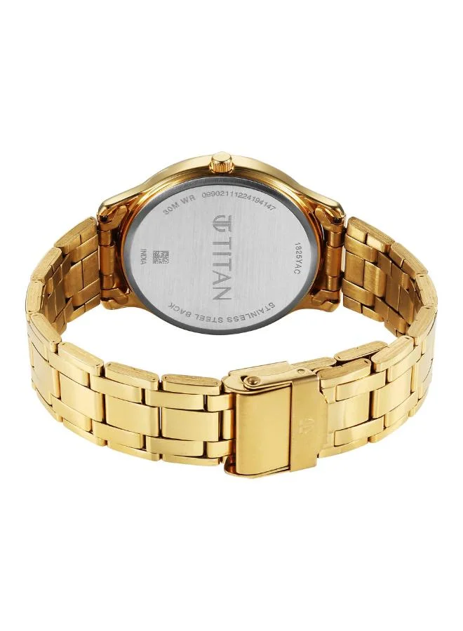 تيتان Men Analog Display Watch With Gold Stainless Steel Strap - 1825YM14