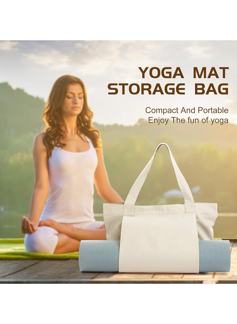 Ru syanl Canvas Tote Bag with Yoga Mat Carrier Pocket Carryall Shoulder Bag for Office Workout Pilates Travel Beach and Gym - Image 2
