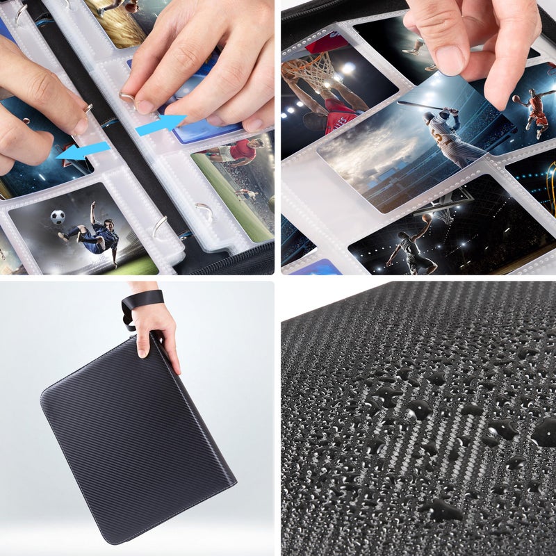 WOT I Trading Card Binder, 900 Pockets Sleeves with Zipper, Double Sided Pockets Card Holder Carry Case for Baseball Card, Football Card - Image 4
