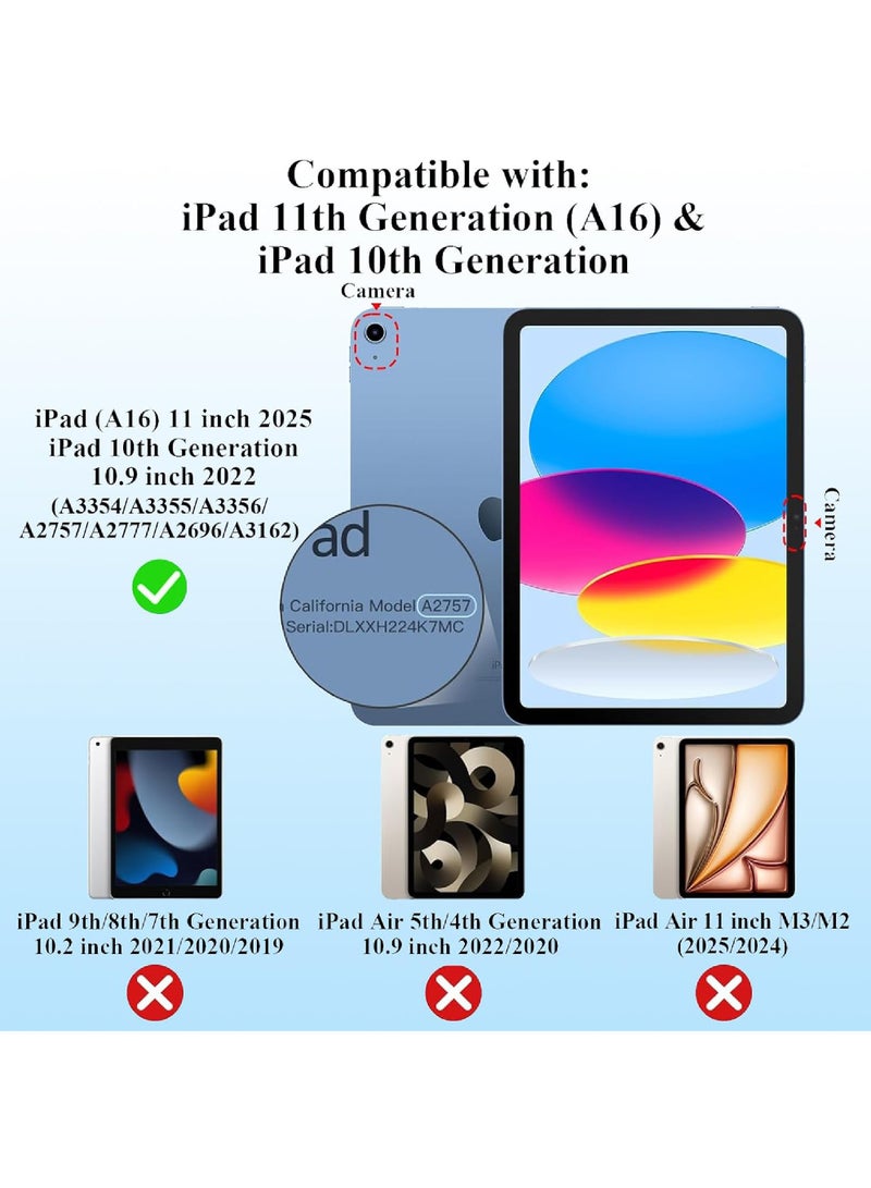 Rock Pow Case for iPad (A16) 11th/10th Generation (2025/2022) with Pencil Holder and Soft TPU Bumper, Clear Transparent Back Shell Slim Stand Shockproof Tablet Cover, Auto Wake/Sleep - Image 2