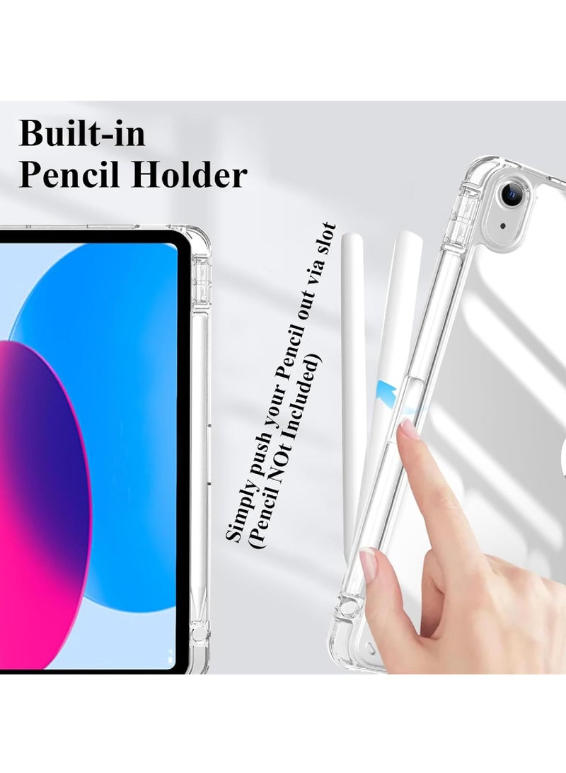 Rock Pow Case for iPad (A16) 11th/10th Generation (2025/2022) with Pencil Holder and Soft TPU Bumper, Clear Transparent Back Shell Slim Stand Shockproof Tablet Cover, Auto Wake/Sleep - Image 5