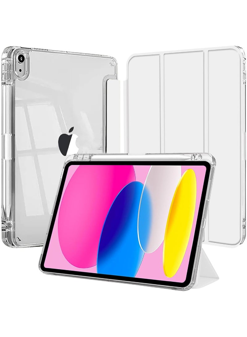 Rock Pow Case for iPad (A16) 11th/10th Generation (2025/2022) with Pencil Holder and Soft TPU Bumper, Clear Transparent Back Shell Slim Stand Shockproof Tablet Cover, Auto Wake/Sleep - Image 1