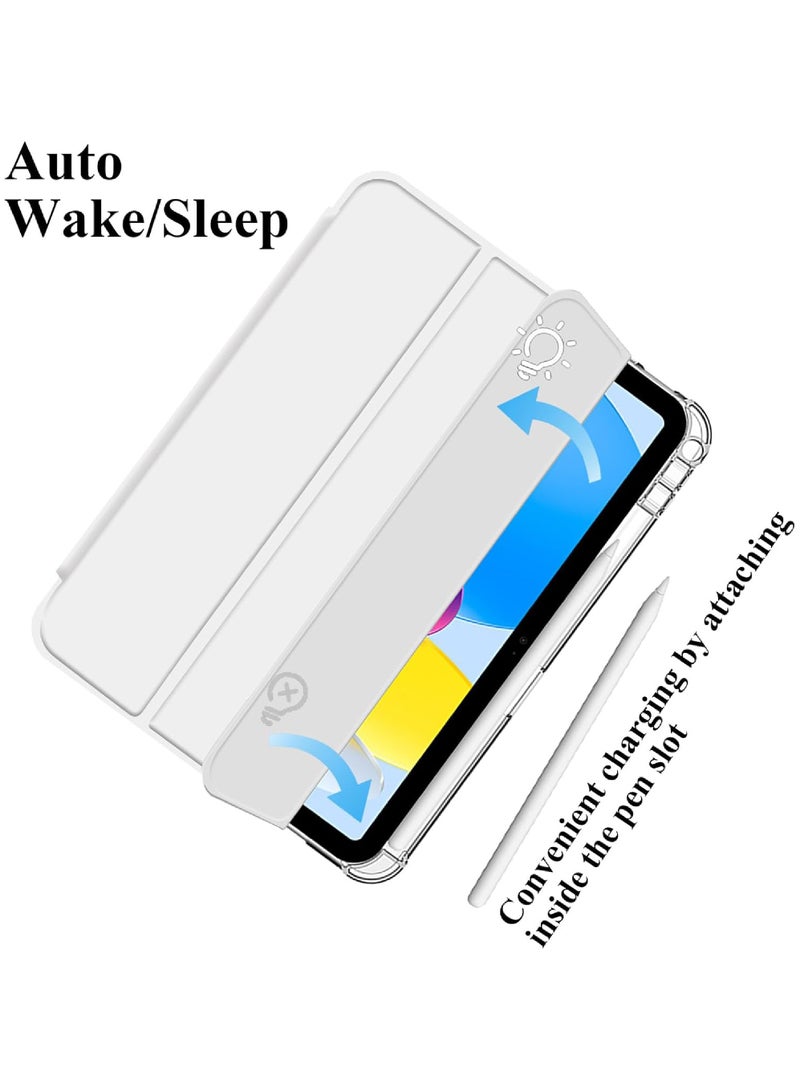 Rock Pow Case for iPad (A16) 11th/10th Generation (2025/2022) with Pencil Holder and Soft TPU Bumper, Clear Transparent Back Shell Slim Stand Shockproof Tablet Cover, Auto Wake/Sleep - Image 3