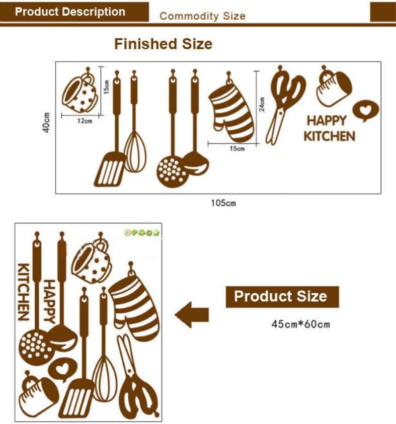 Decals Design 'Stylish Kitchen' Wall Sticker PVC Vinyl, Brown, 60 cm x 45 cm, 6017 - Image 5