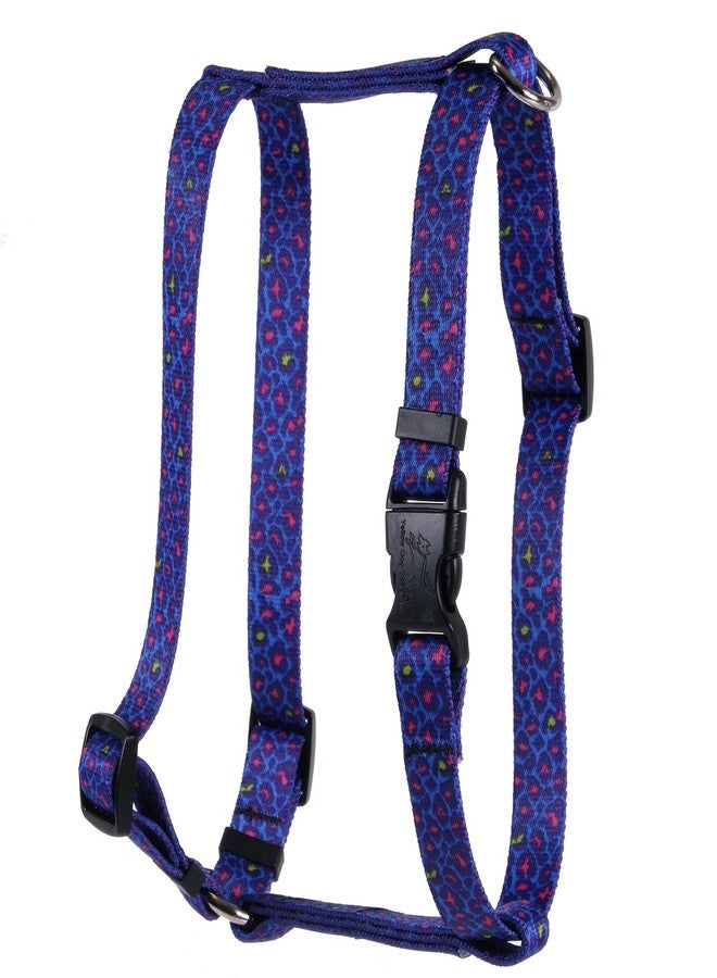 يلو دوج ديزاين سرج كلاب بتصميم نيون بنقشة جلد النمر على الطراز الروماني من يلو دوغ، مقاس كبير جدًا - عرض 1 بوصة، يناسب محيط صدر من 28 إلى 36 بوصة.