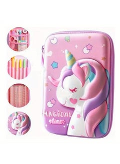 EVEREEN School Pencil Case Large Capacity Organizer Stationery Box Zipper Storage Box Birthday Gifts School Supplies 3D Unicorn Style  - Image 2