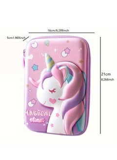 EVEREEN School Pencil Case Large Capacity Organizer Stationery Box Zipper Storage Box Birthday Gifts School Supplies 3D Unicorn Style  - Image 4
