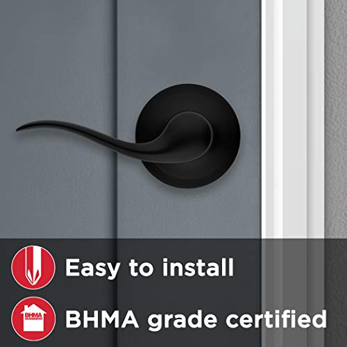 Kwikset Tustin Interior Passage Door Handle, Lever For Closet and Hallway Doors, Reversible Non-Locking Handle Lever, Matte Black, with Microban Protection - Image 3