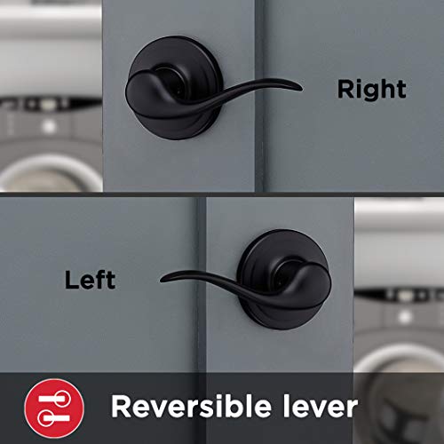 Kwikset Tustin Interior Passage Door Handle, Lever For Closet and Hallway Doors, Reversible Non-Locking Handle Lever, Matte Black, with Microban Protection - Image 4
