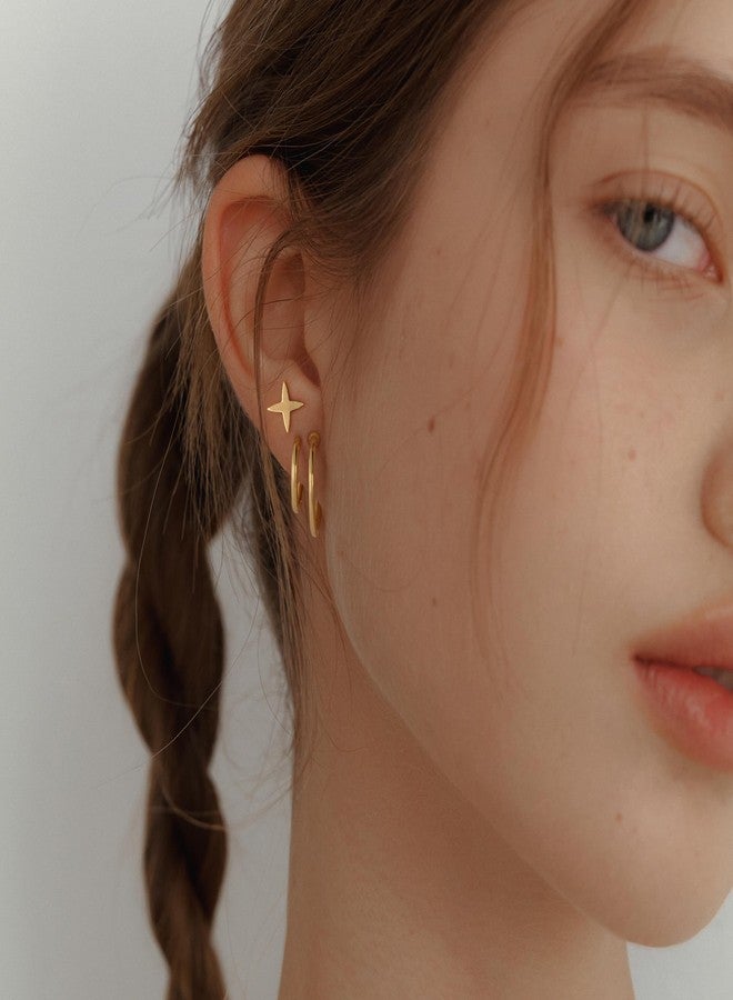 LOYATA Double Hoop Earrings for Women 14K Gold Plated Hypoallergenic Small Huggie Hoop Earrings Gold Hoops Twist Stud Earrings Trendy Illusion Ear Jewelry for Women Gifts - Image 4