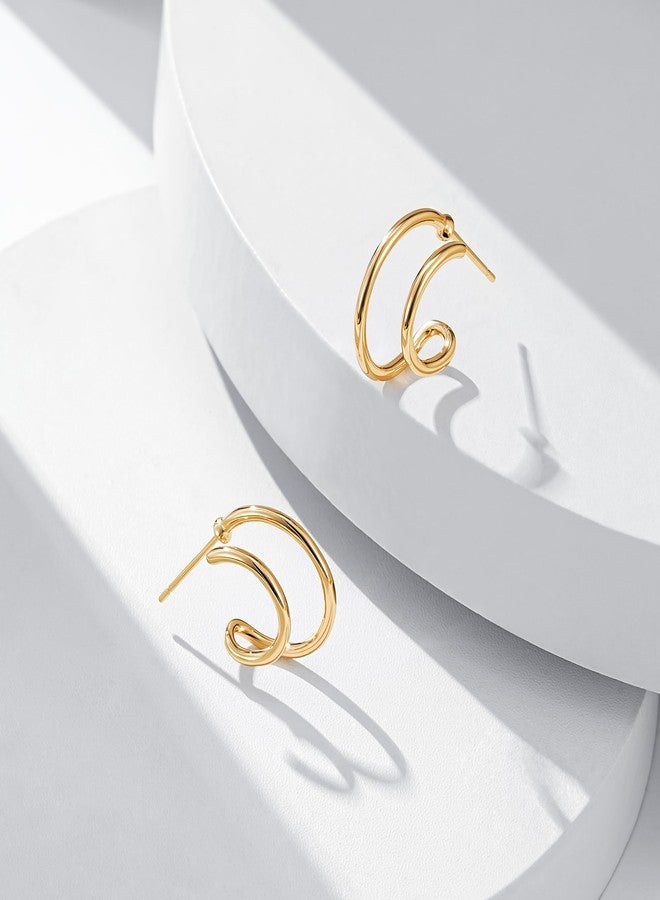 LOYATA Double Hoop Earrings for Women 14K Gold Plated Hypoallergenic Small Huggie Hoop Earrings Gold Hoops Twist Stud Earrings Trendy Illusion Ear Jewelry for Women Gifts - Image 5