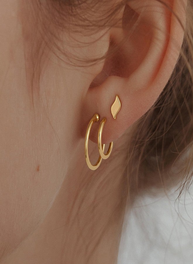 LOYATA Double Hoop Earrings for Women 14K Gold Plated Hypoallergenic Small Huggie Hoop Earrings Gold Hoops Twist Stud Earrings Trendy Illusion Ear Jewelry for Women Gifts - Image 3