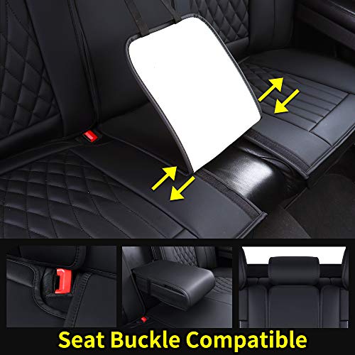 Aierxuan Rear Car Seat Covers with Waterproof Leather, Automotive Vehicle Cushion Cover Universal fit for Most Cars(Black, Rear seat Cover) - Image 3