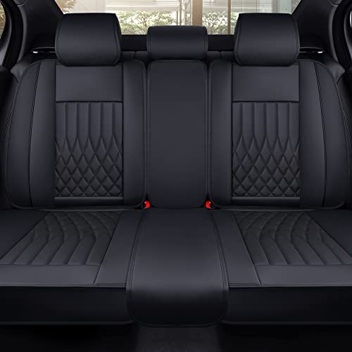 Aierxuan Rear Car Seat Covers with Waterproof Leather, Automotive Vehicle Cushion Cover Universal fit for Most Cars(Black, Rear seat Cover) - Image 1