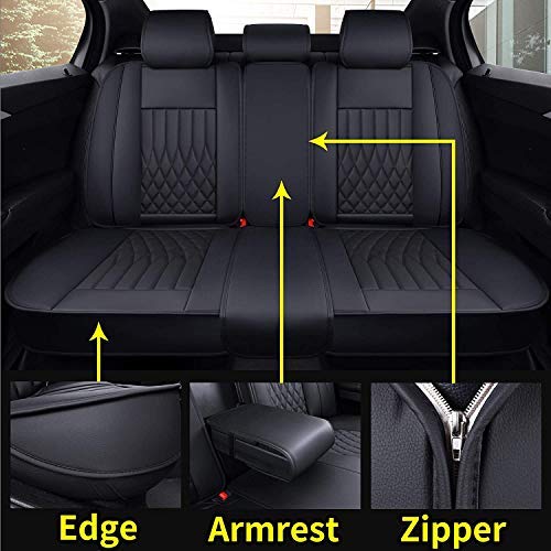 Aierxuan Rear Car Seat Covers with Waterproof Leather, Automotive Vehicle Cushion Cover Universal fit for Most Cars(Black, Rear seat Cover) - Image 2
