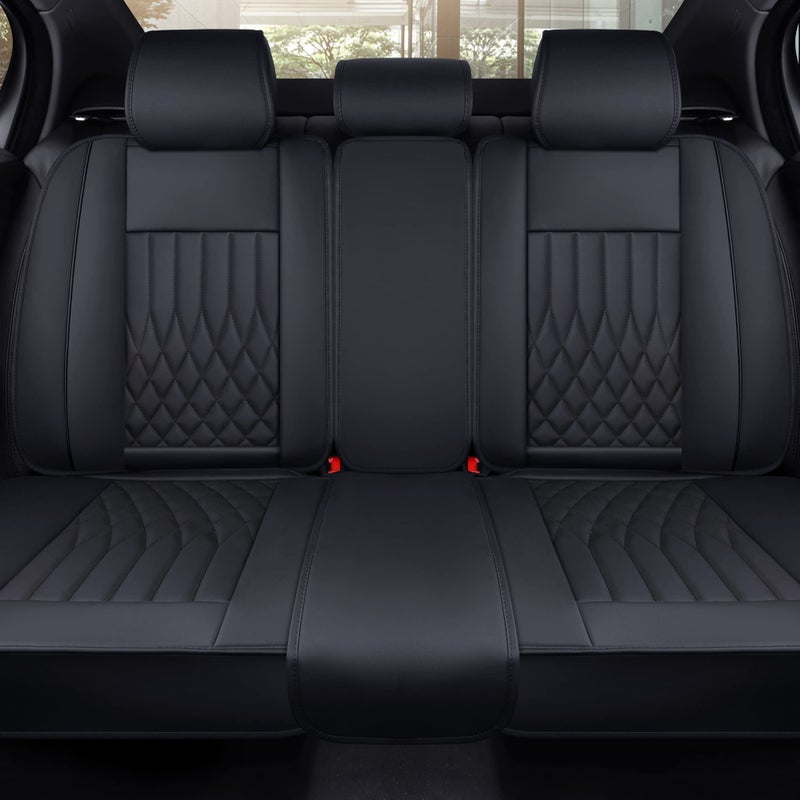 Aierxuan Rear Car Seat Covers with Waterproof Leather, Automotive Vehicle Cushion Cover Universal fit for Most Cars(Black, Rear seat Cover) - Image 4