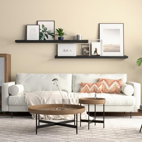 carpentray 35 Inches Long Floating Shelves Wall Mounted, 2 Set Modern Black Wall Shelf for Bedroom, Nursery Book Shelf with Lip, Picture Ledge for Wall Decor Living Room (Black, 35 Inch Long) - Image 4