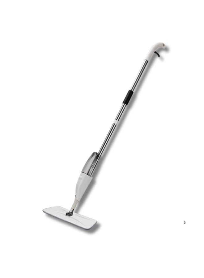 حصريات كيو كيه QK Exclusives ممسحة أرضيات برذاذ ماء – ممسحة مسطحة قابلة للدوران 360° – استخدام جاف ورطب للأرضيات الخشبية – خزان مياه كبير360 مل – تشغيل بيد واحدة – وسادة مايكروفايبر – تنظيف بضباب ناعم بدون غبار – أبيض - Image 1