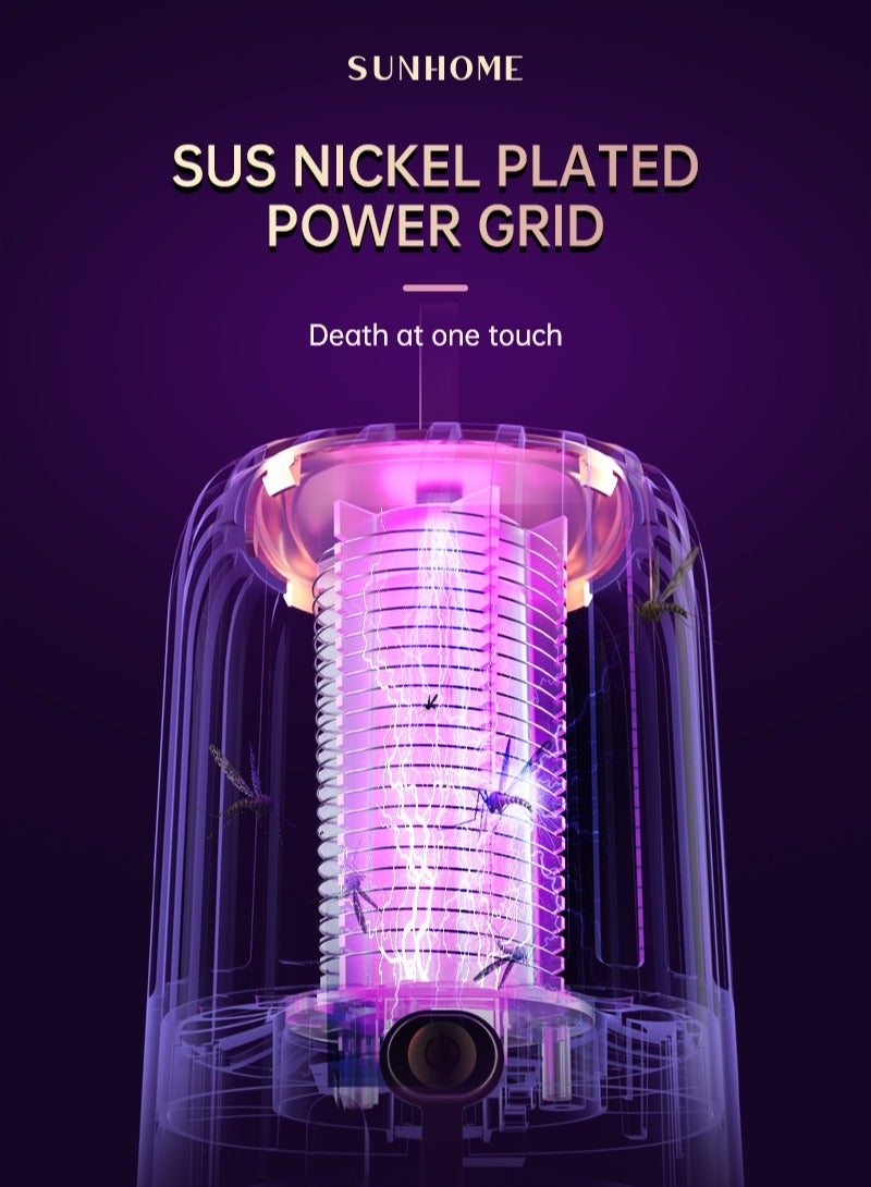 صن هوم مصباح كهربائي محمول لقتل البعوض بالأشعة فوق البنفسجية، مصيدة حشرات دوارة بزاوية 360 درجة، 5 وات BG-005 - Image 3