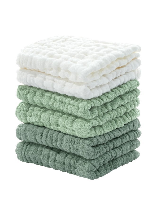 لوكسي مناشف تجشؤ الأطفال من Looxii مصنوعة من قماش موسلين ناعم ماص للوجه للأطفال حديثي الولادة، عبوة من 6 قطع، 12 × 12 بوصة، أخضر متدرج - Image 1