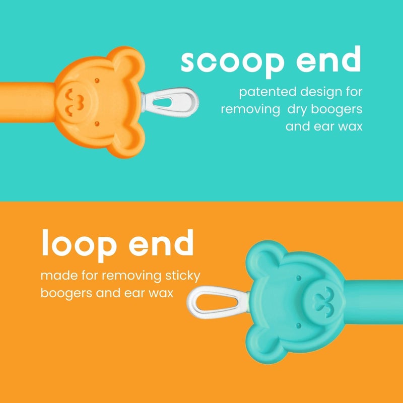 oogiebear أوجي بير: أداة تنظيف أنف الطفل وإزالة شمع الأذن - آمنة لإزالة المخاط وشمع الأذن للمواليد الجدد، الرضع، والأطفال الصغار - مزدوجة الطرف - أشياء أساسية للطفل، ضرورية في حقيبة الحفاضات، مع علبة - Image 2