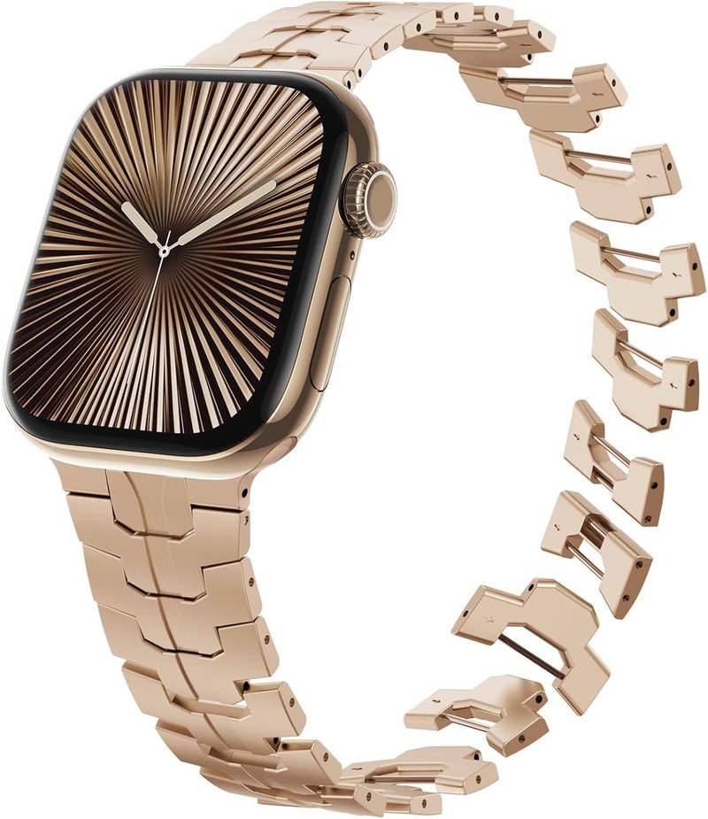 سوار من الفولاذ المقاوم للصدأ من CHANCHY لساعة Apple Watch Ultra بمقاسات 49 مم و45 مم و44 مم و42 مم و38 مم و40 مم و41 مم، حزام معدني مع مشبك قابل للطي لساعة Apple Watch Series 8 و7 و6 و5 و4 و3 و2 و1 للرجال (أسود، 49 مم و45 مم و44 مم و42 مم) - Image 5